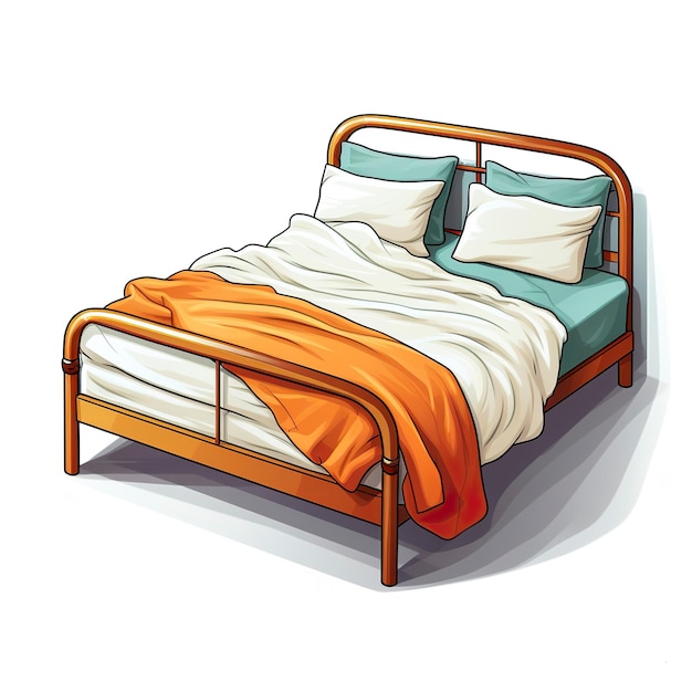 Double bed vector illustration in kawaii anime style cartoon