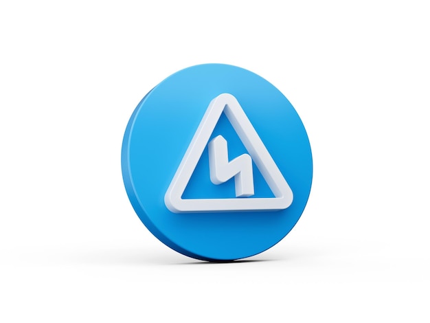 Double bend first to the left warning sign Blue 3d Icon 3d illustration