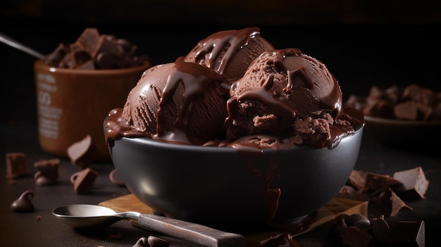 Foto gelato con doppia delizia al cioccolato immagine ai generativa