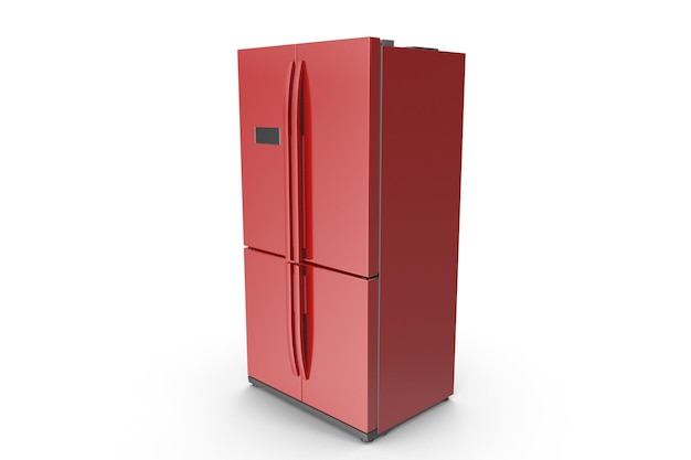 Photo double door red fridge