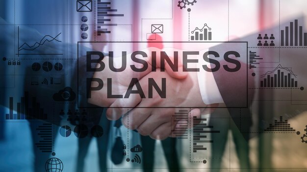 Foto doppia esposizione business plan e concetto di strategia