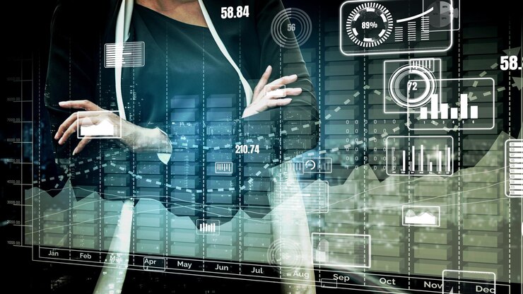 Photo double exposure of business profit growth conceptual