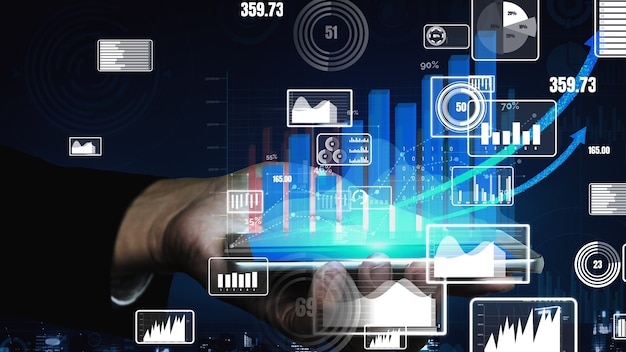 Double Exposure Image of Business Profit Growth conceptual