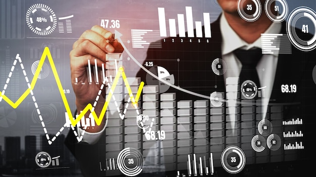 Double Exposure Image of Business Profit Growth conceptual