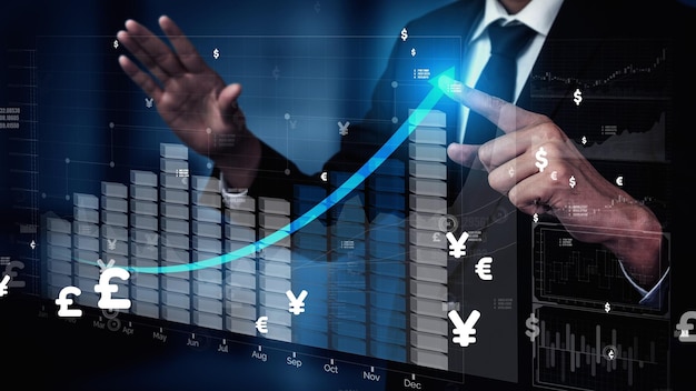 Double Exposure Image of Business Profit Growth conceptual