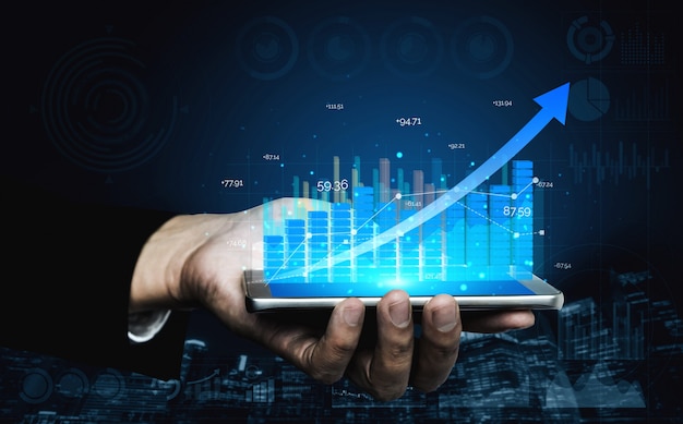 Double Exposure Image of Business Profit Growth