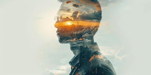 Double Exposure Man and City