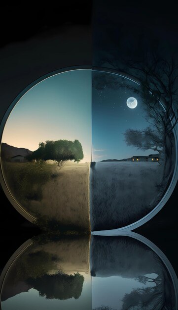 Photo double exposure posters pulse color design day and night nature scenes or background art work