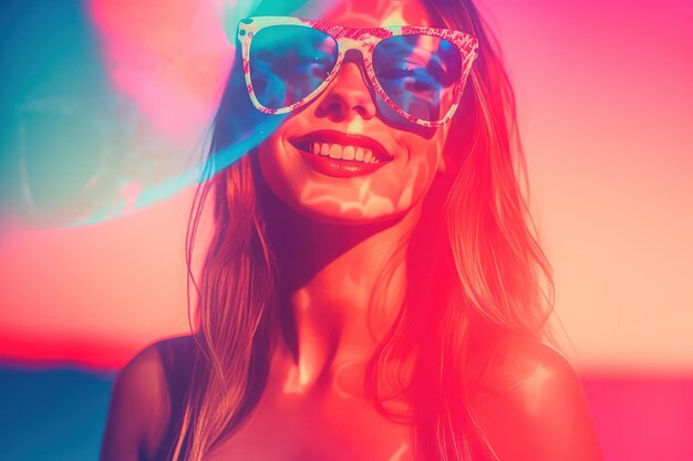 Double Exposure Summer Themed Portrait of a Woman