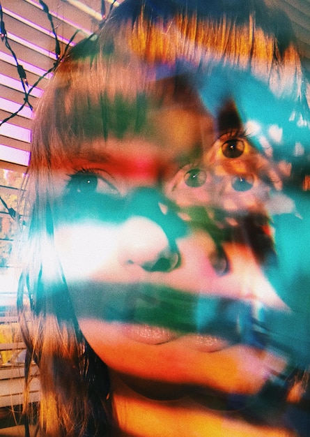 Photo double exposure of woman