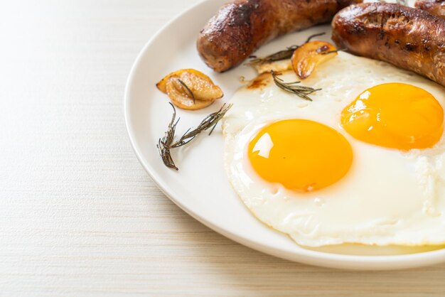 double fried egg with pork sausage