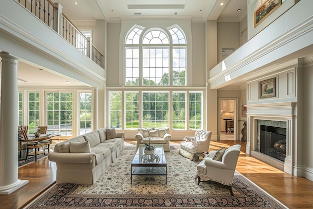 Double height ceilings creating a sense of grandeur