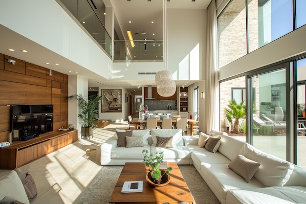 Double height ceilings creating a sense of grandeur