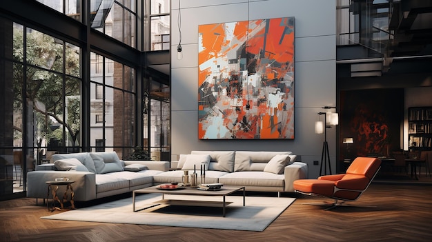 The double height luxury living room Generative AI