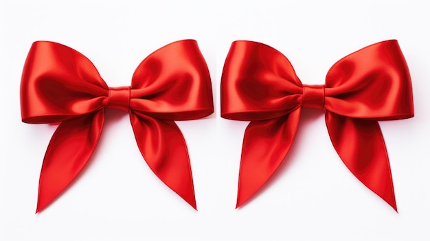 Premium AI Image  Double the Joy with Two Big Red Bows for Gift Wrapping  and Decoration Isolated on White Background