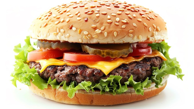 a double meat burger with the ingredients lettuce cabbage cucumber tomato onion cheese