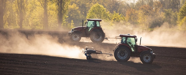 Double the Power Twin Tractors Cultivating the Land