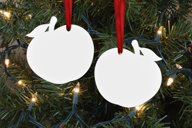 Double Sided Apple Ornament Mockup