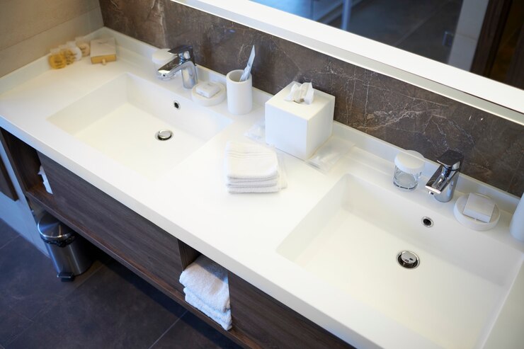 Double sink in luxurious hotel