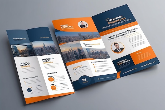 Double site modern trifold business brochure template