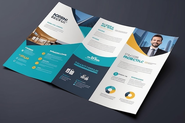 Double site modern trifold business brochure template