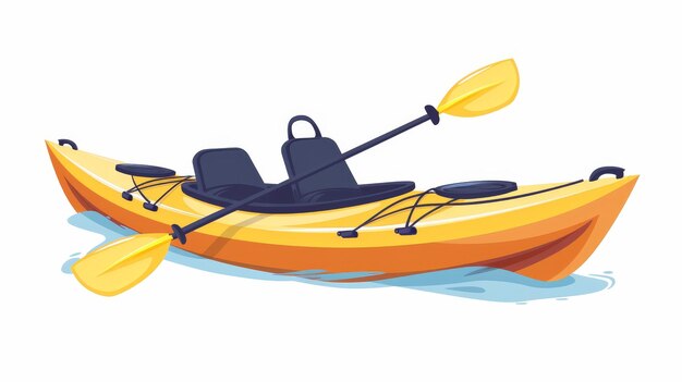 Double tandem kayak with paddles Adventure vessel transport for leisure activity Flat modern illustration isolated on white