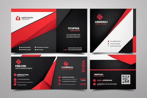 Photo doublesided creative business card template red and black color theme