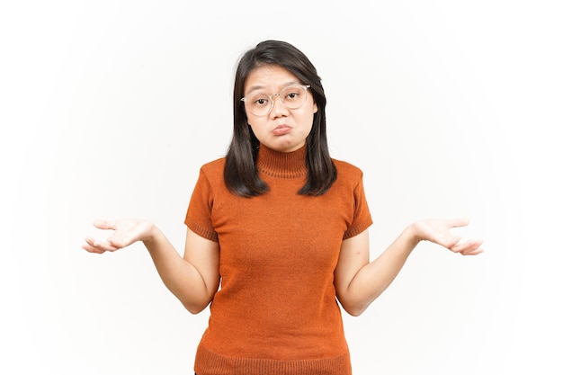 Doubt Confused Gesture Of Beautiful Asian Woman Isolated On White Background