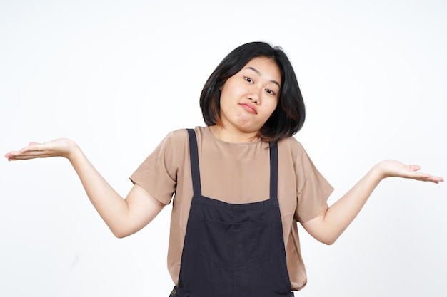 Doubt Confused Don't know Gesture of Beautiful Asian Woman Isolated On White Background