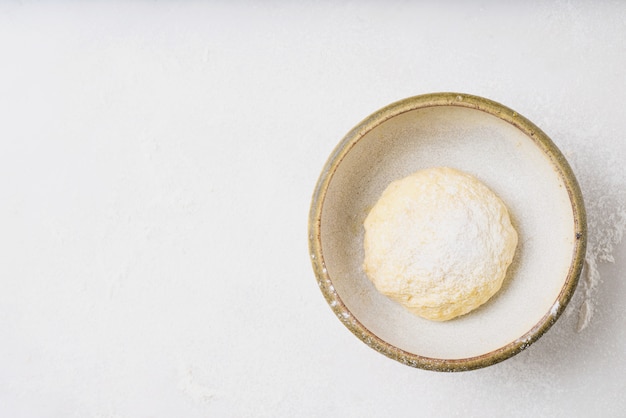 Dough ball in the bowl top view