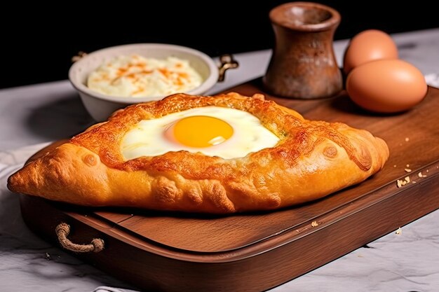 Photo dough pastry khachapuri georgian cuisine generative ai