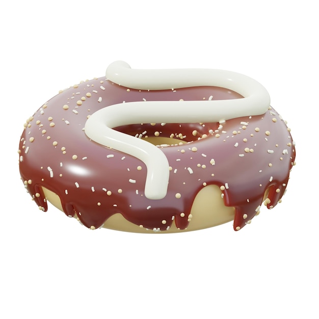 Doughnut 3d pictogram geïsoleerd wit gemaakt 3D-rendering