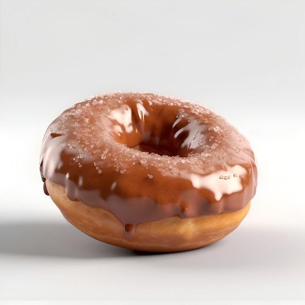 Doughnut met chocoladeglans die op witte achtergrond wordt geïsoleerd