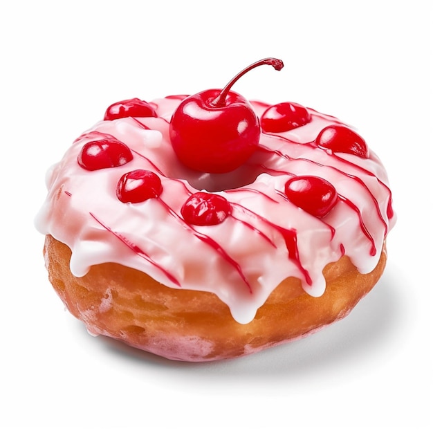 A doughnut with a cherry on top