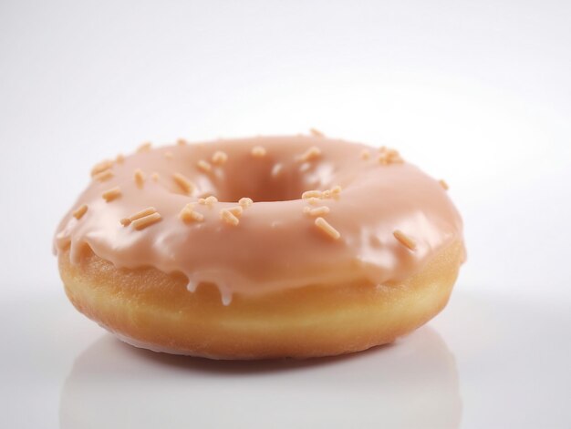 A doughnut with a glaze and a sprinkle of lemon on it