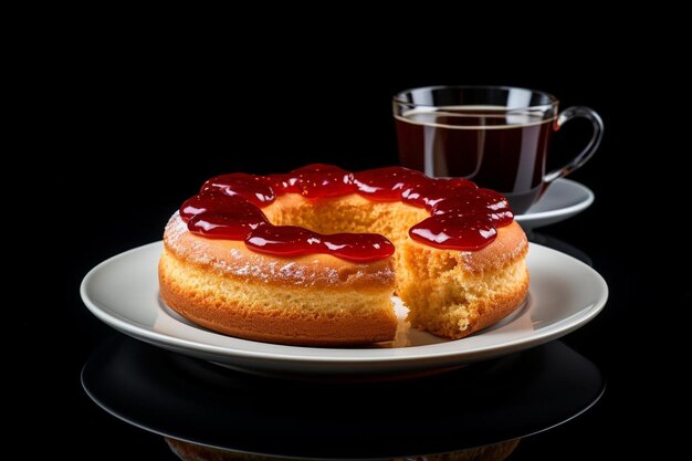 Photo doughnut with toast and jam