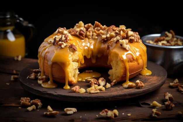 Photo doughnut with walnut and maple