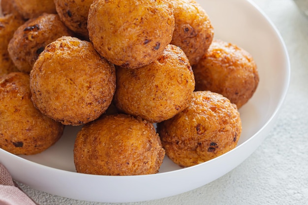 Doughnuts. Homemade cakes made from curd balls. Cottage cheese donuts  with powdered sugar. Selectiv