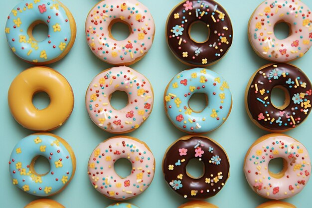 Doughnuts patterned on beige background