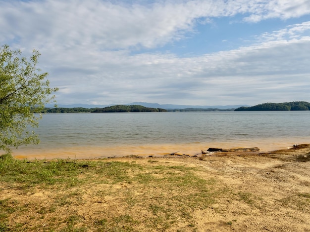 Douglas Lake with the Smoky Mountains in Tennessee