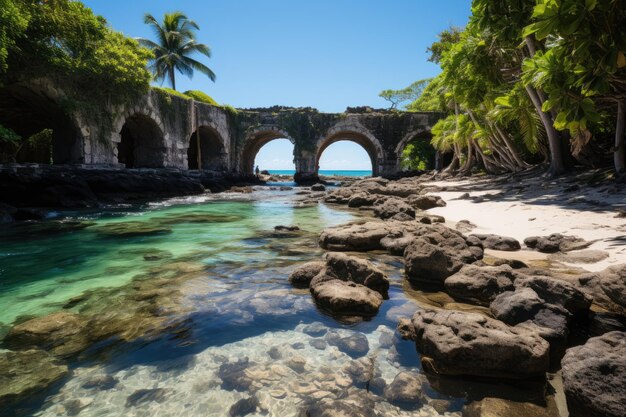 Photo dourada beach and majestic fortaleza in key west generative ia