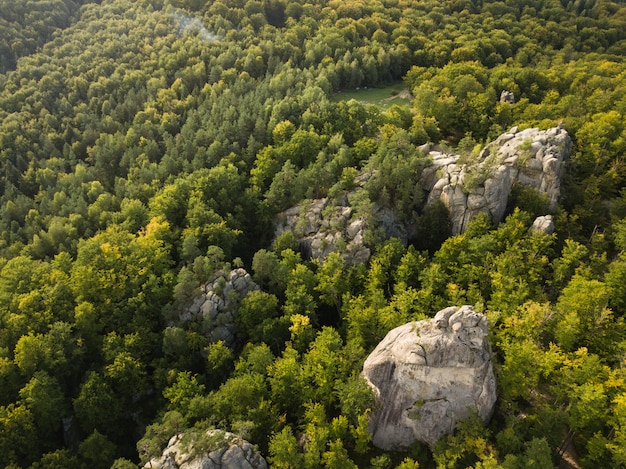 Dovbush Rocks ancient cave monastery in Carpathian mountains