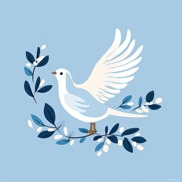 dove blue with branch vector illustration