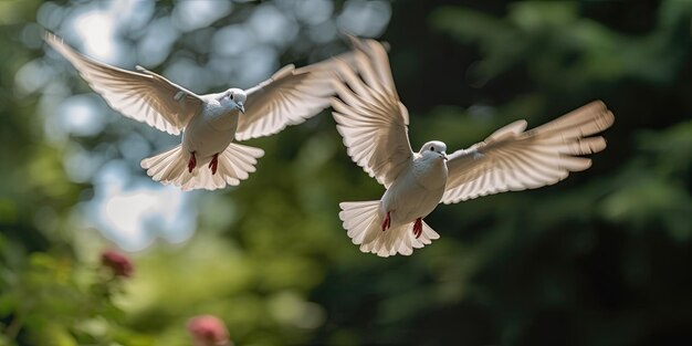 Photo dove couple flying