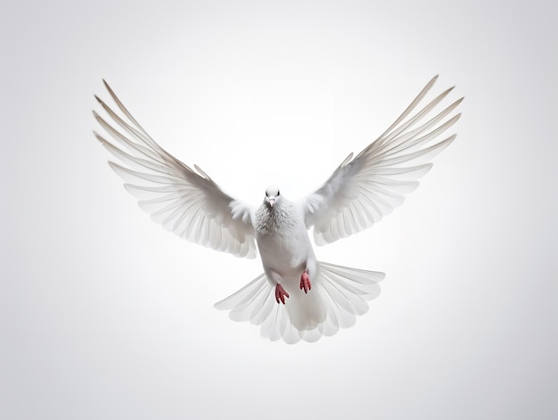 Dove in Flight Freedom and Hope Isolated on White Background AI Generated