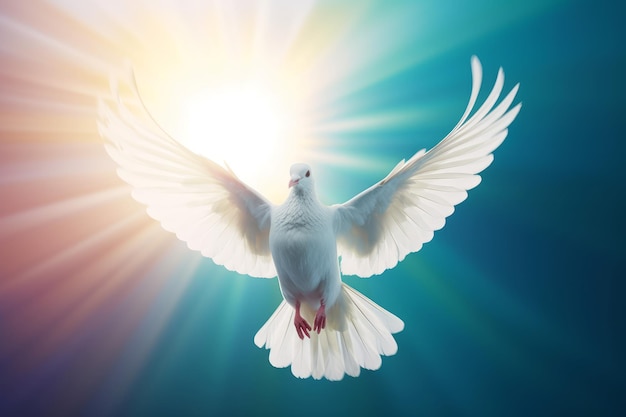 Dove flight in sun light Generate Ai