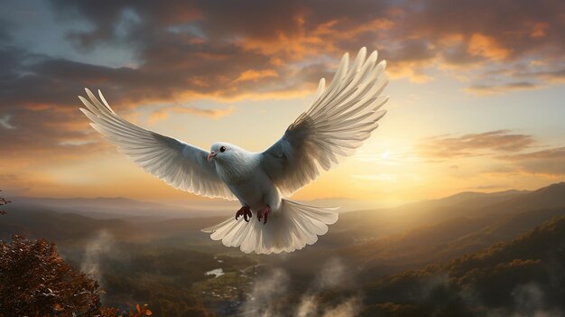 Dove flying