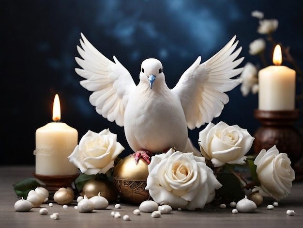 Dove in front of world for peace day