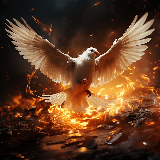 The Dove Has Wings and Is Flying on Fire Symbolic Transformation