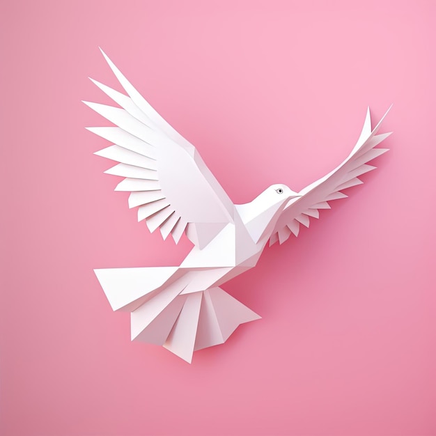 Foto stampa concept art origami colomba nello stile del bianco chiaro e del rosa